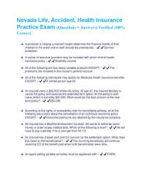 Nevada Life, Accident, Health Insurance Practice Exam