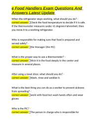 Food Handlers Exam Questions and Answers: A Comprehensive Guide to Food Safety