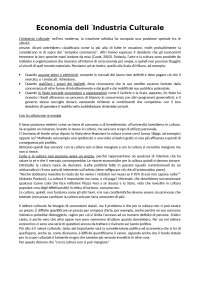 Corso Economia dell'industria culturale completo