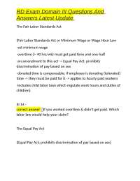 RD Exam Domain III: Labor Laws, Food Cost, Management, and Unions