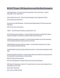 BCSCP Exam 150 Questions and Verified Answers: A Study Guide for Pharmacy Professionals