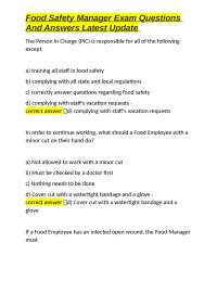 Food Safety Manager Exam Questions and Answers