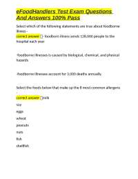 eFoodHandlers Test Exam Questions and Answers