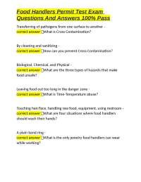Food Handlers Permit Test Exam: Questions and Answers