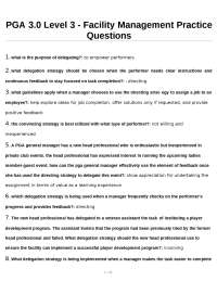 PGA 3.0 Level 3 - Facility Management Practice: Delegation and Problem-Solving Strategies