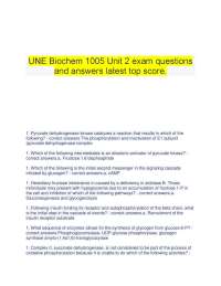 Biochemistry 1005 Unit 2 Exam Questions and Answers