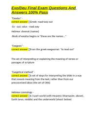 Exo/Deu Final Exam Questions And Answers 100% Pass