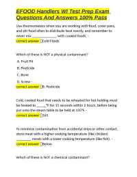 EFOOD Handlers WI Test Prep Exam: Questions and Answers