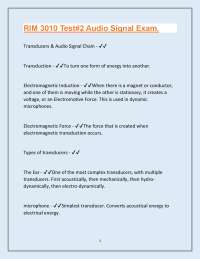 Audio Signal Exam: Transducers & Audio Signal Chain