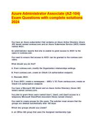 Azure Administrator Associate (AZ-104) Exam Questions with Complete Solutions 2024