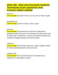 AIDA 182 - Risk and Insurance Analysis Techniques Exam Questions and Answers