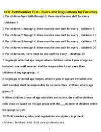DCF Certification Test - Rules and Regulations for Facilities