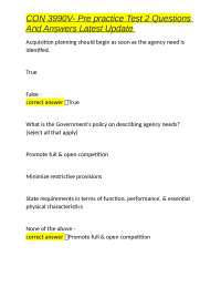 CON 3990V- Pre practice Test 2 Questions And Answers Latest Update