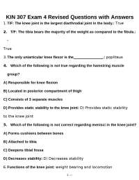 KIN 307 Exam 4 Revised Questions with Answers