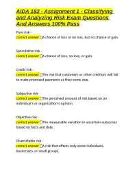 AIDA 182 - Assignment 1 - Classifying and Analyzing Risk: Exam Questions and Answers