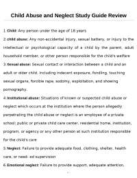 Child Abuse & Neglect: Definitions, Reporting, and Risk Factors