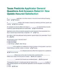 Texas Pesticide Applicator General Questions and Answers
