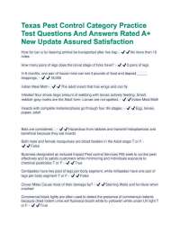 Texas Pest Control Category Practice Test Questions And Answers Rated A+ New Update Assure