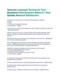 Terminix Licensed Technician Test Questions And Answers Rated A+ New Update Assured Satisf