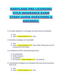 Maryland Pre-Licensing Title Insurance Exam Study Guide