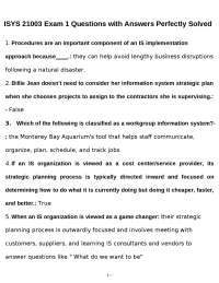 ISYS 21003 Exam 1 Questions with Answers Perfectly Solved