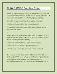 NAB CORE Practice Exam: Safety, Healthcare, and Ethics