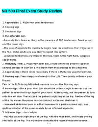 NR 509 Final Exam Study Review: Key Concepts and Clinical Assessment