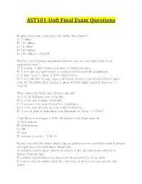 AST101 Final Exam Questions: Astronomy Fundamentals