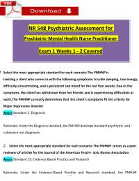 NR 548 Exam 1 (Week 1 to 2) Covered: Psychiatric Assessment for PMHNP (2025 / 2026)