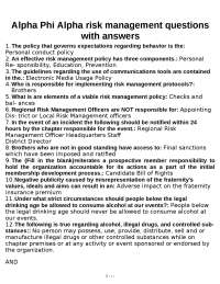 Alpha Phi Alpha risk management questions with answers