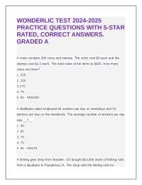 WONDERLIC TEST 2024-2025 PRACTICE QUESTIONS WITH 5-STAR RATED, CORRECT ANSWERS. GRADED A