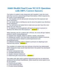 Adult Health Final Exam NCLEX Questions with 100% Correct Answers