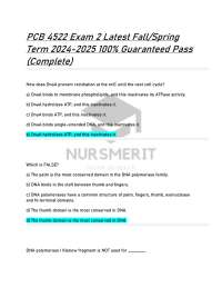 PCB 4522 Exam 2 Latest Fall/Spring Term 2024-2025 100% Guaranteed Pass Complete