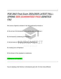 PCB 3063 Final Exam 2024/2025 LATEST FALL SPRING 100% GUARANTEED PASS GENETICS FAU