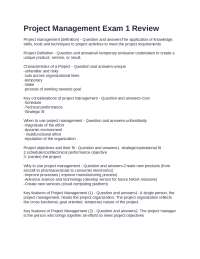 Project Management Exam 1 Review: Key Concepts and Definitions