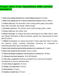 Oregon Tattoo Exam Questions and Answers