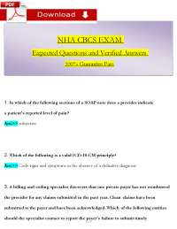 NHA CBCS EXAM Expected Questions and Verified Answers 100% Guarantee Pass