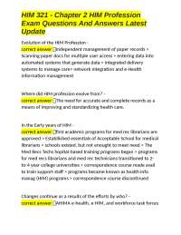 HIM 321 - Chapter 2 HIM Profession: Exam Questions and Answers