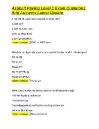 Asphalt Paving Level 1 Exam Questions and Answers