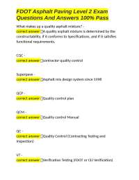 FDOT Asphalt Paving Level 2 Exam Questions And Answers 100% Pass