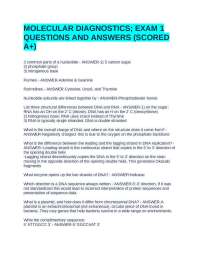 MOLECULAR DIAGNOSTICS; EXAM 1 QUESTIONS AND ANSWERS (SCORED A+)