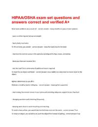 OSHA, HIPAA HIPAA, FERPA, OSHA, Ethical & Legal Notes study guide verified A+