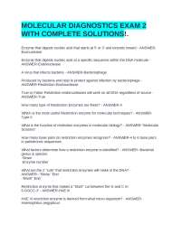 Molecular Diagnostics Exam 2: Questions and Answers