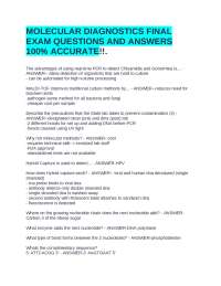 MOLECULAR DIAGNOSTICS FINAL EXAM QUESTIONS AND ANSWERS 100% ACCURATE!!.