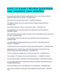 EAPS 117 EXAM 1 REVIEW QUESTIONS AND ANSWERS 100% VERIFIED!.