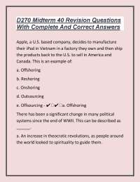 D270 Midterm 40 Revision Questions With Complete And Correct Answers|27 Pages