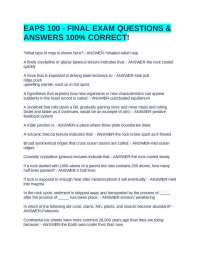 EAPS 100 Final Exam Questions and Answers: Earth Science