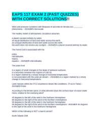 EAPS 117 Exam 2: Past Quizzes with Solutions