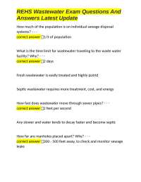 REHS Wastewater Exam Questions And Answers Latest Update