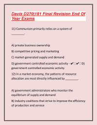 Davis D270|181 Final Revision End Of Year Exams With Correct And Complete Solutions